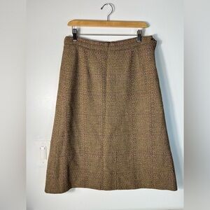 VINTAGE Wool Blend Wrap Skirt Khaki Colour Tartan Style Print, Great Condition